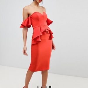 River island peplum frill bodycon dress( a little stain on the peplum)